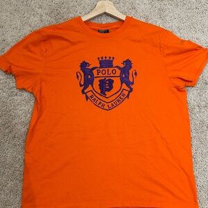 Ralph Lauren Vibrant Orange Tee with Purple Polo Crest